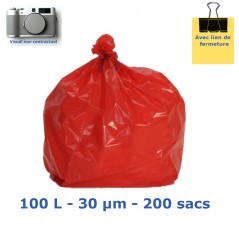 Sac poubelle PEBD Régé - Rouge 100L 30µ 820x850 mm (200 sacs)