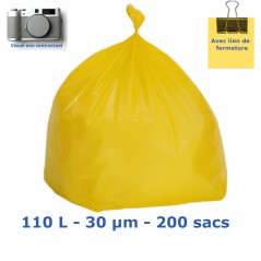 Sac poubelle 110L Jaune 30µ 700x1050 mm (200 sacs)