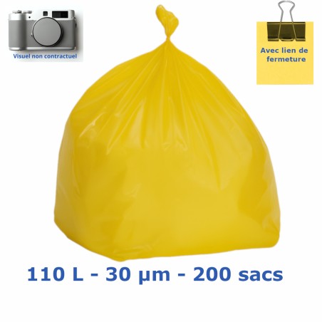 Sac poubelle 110L Jaune 30µ 700x1050 mm (200 sacs)