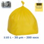 Sac poubelle 110L Jaune 30µ 700x1050 mm (200 sacs)