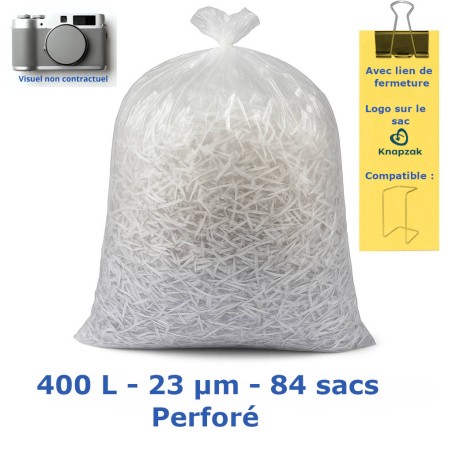 Sac poubelle 400L Transp.perf.logo 23µ 940x1950 mm (84 sacs)