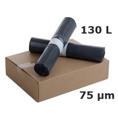Sacs-poubelles Super Renf. 130L Noir 75µ 800x1150 mm (100 sacs)