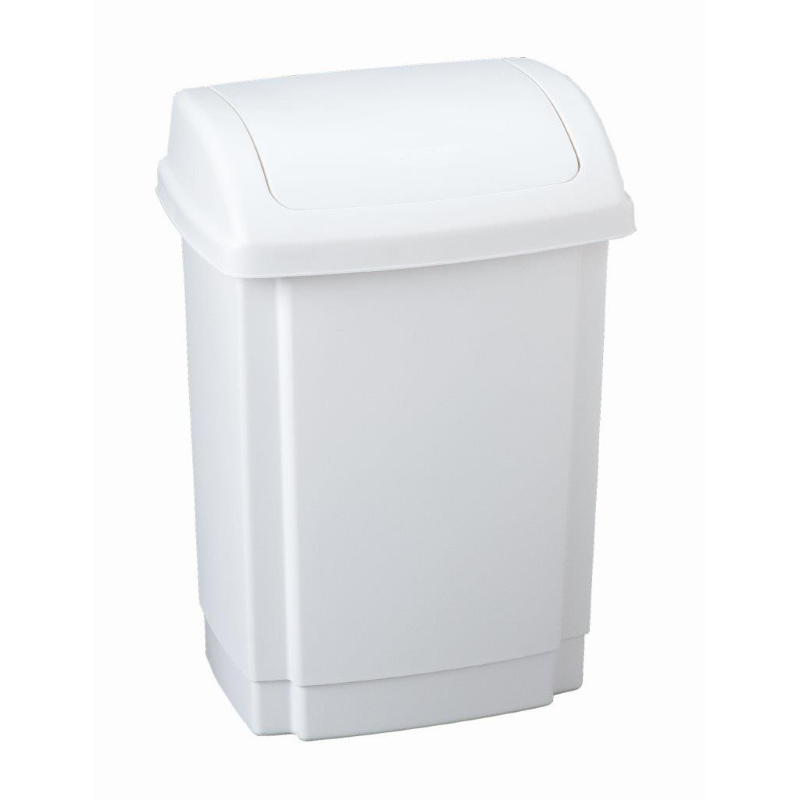 Poubelle plastique 10L a bascule avec couvercle - Blanc Poubelle plastique 10L a bascule avec couvercle - Blanc