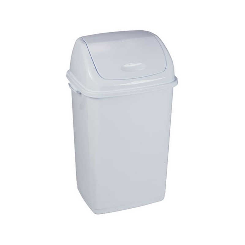 Poubelle polypropylène 50L avec couvercle basculant - Blanc Poubelle polypropylène 50L avec couvercle basculant - Blanc
